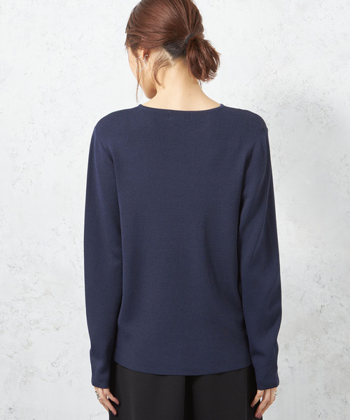 「A/C DESIGN BY ALPHA CUBIC」 長袖ニット M モカ レディース_画像3