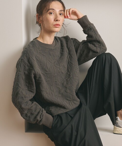 新品　ボタニカルジャカード プルオーバー　トレーナー　スウェット　日本製 UNITED ARROWS LTD. OUTLET｜ボタニカルジャガード プルオーバー