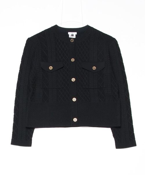 Sov. カーディガン レーヨンナイロンダルケーブルニットジャケット