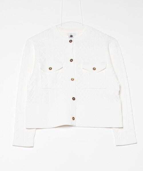 Sov. カーディガン レーヨンナイロンダルケーブルニットジャケット