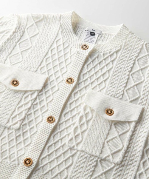 Sov. カーディガン レーヨンナイロンダルケーブルニットジャケット