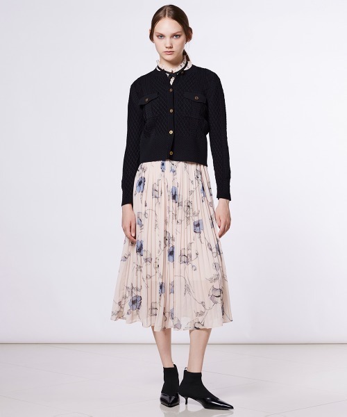 Sov. カーディガン レーヨンナイロンダルケーブルニットジャケット