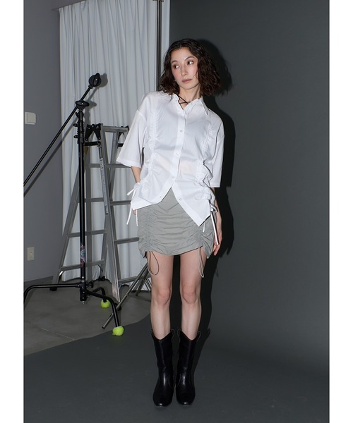 「Adoon plain」 半袖シャツ FREE ライトグレー レディース_画像4