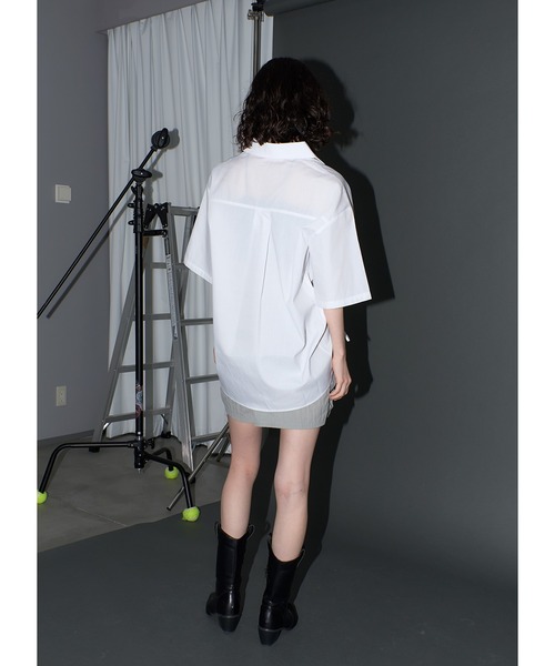 「Adoon plain」 半袖シャツ FREE ライトグレー レディース_画像6