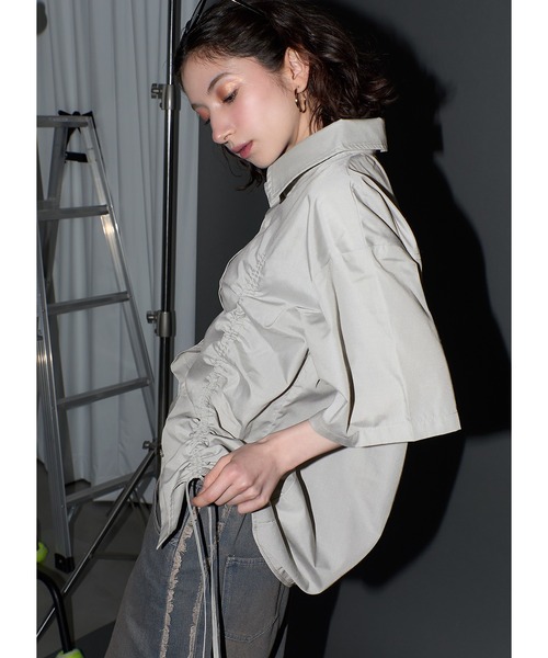 「Adoon plain」 半袖シャツ FREE ライトグレー レディース_画像7