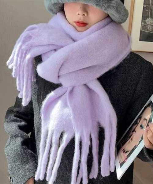 新品未使用 LILA ロシアンセーブル ヘアゴム付き ロングフリンジマフラー マフラー ストール ロングフリンジふわもこマフラー レディース