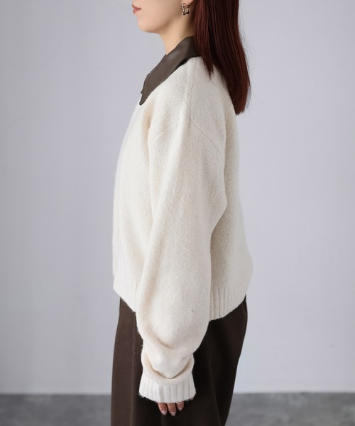 Riberry（リベリー） ニット セーター 襟切替えダブルジップニット