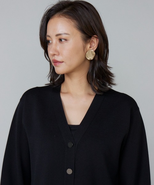 Le souk（ルスーク） カーディガン 異素材フリルミラノリブ