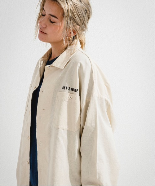 「OFFSHORE」 長袖シャツ M ベージュ メンズ_画像3