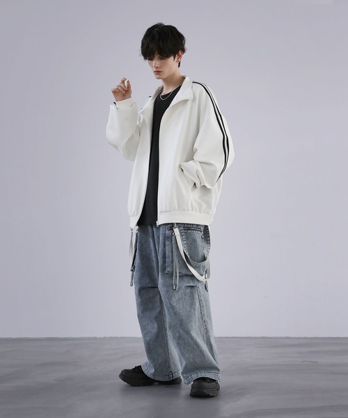 「LILL」 ジャージブルゾン S ホワイト メンズ_画像7