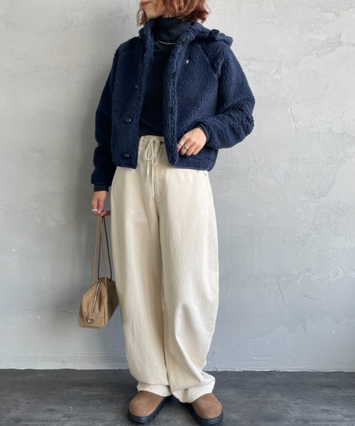 新品　Gymphlex ジムフレックス　ボア　パーカー　Mサイズ　NAVY GYMPHLEX（ジムフレックス） ボア フードジャケット / レディース