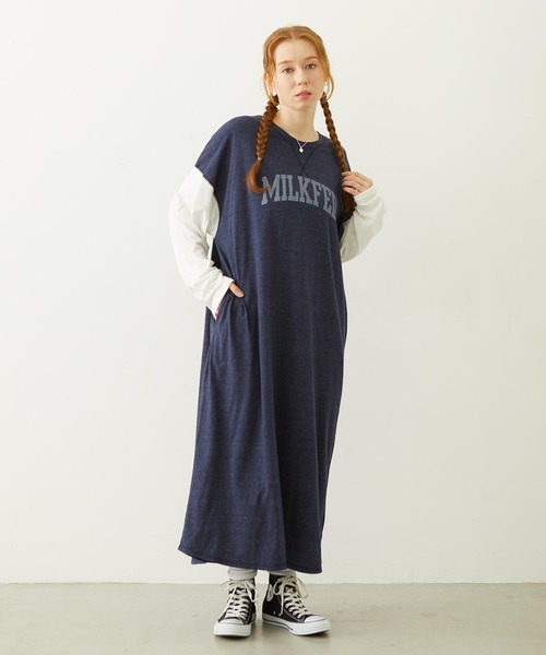 MILKFED.（ミルクフェド） ワンピース COLLEGE LOGO LONG DRESS