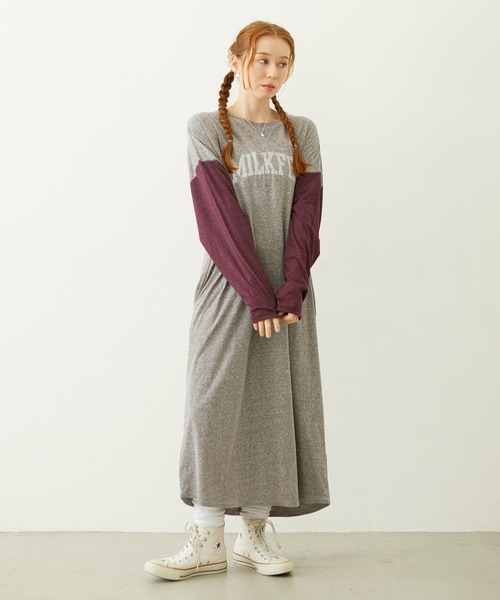 MILKFED.（ミルクフェド） ワンピース COLLEGE LOGO LONG DRESS