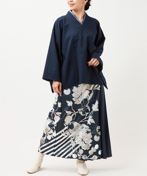 新品　上下セット　秋冬新作　カヤ　耀う牡丹羽織　耀う牡丹袴風パンツ　セットアップ 二部式着物 秋冬新作 カヤ 耀う牡丹羽織 耀う牡丹袴風パンツ