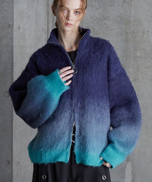 ルーズシャギーグラデーションドライバーズニット SERACE セーター ニット 「SERACE」Loose shaggy gradation drivers