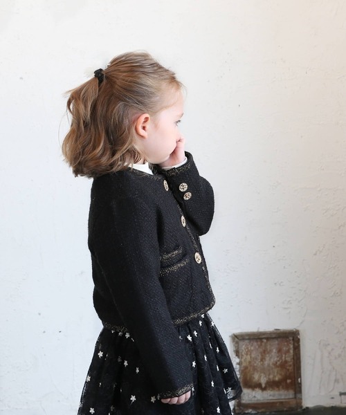 「Rora」 「KIDS」ノーカラージャケット 140 ブラック キッズ_画像3