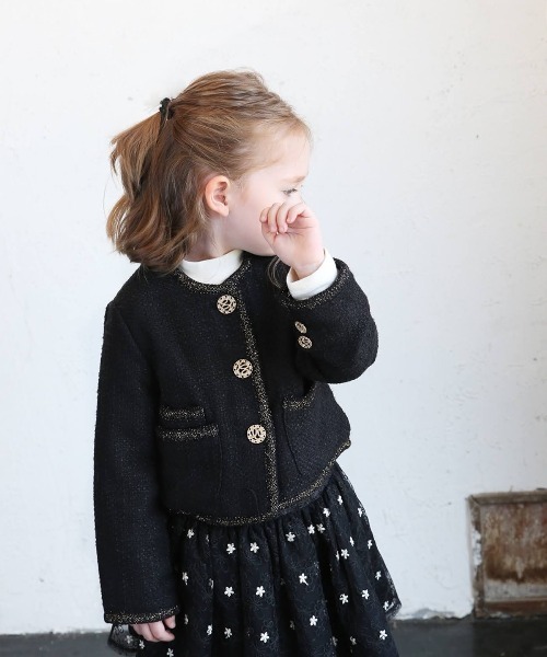 「Rora」 「KIDS」ノーカラージャケット 140 ブラック キッズ_画像4