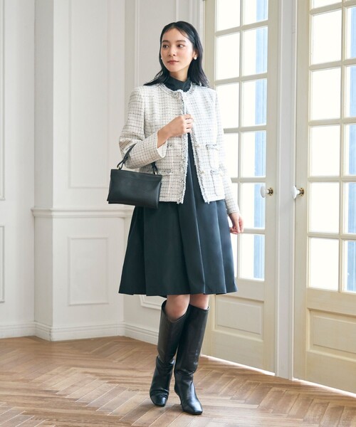 ANAYI（アナイ） ワンピース タフタハイネックAライン ワンピース
