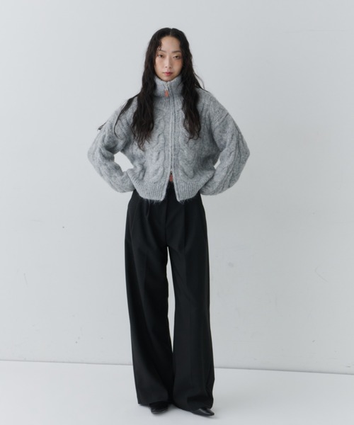 NUJOH ニット セーター Cable Zip High Neck Knit / ケーブルジップ