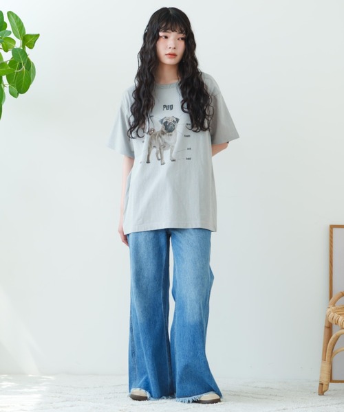 「eLur」 半袖Tシャツ FREE ライトブルー レディース_画像5