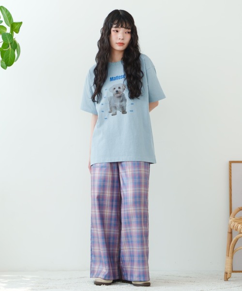 「eLur」 半袖Tシャツ FREE ライトブルー レディース_画像7