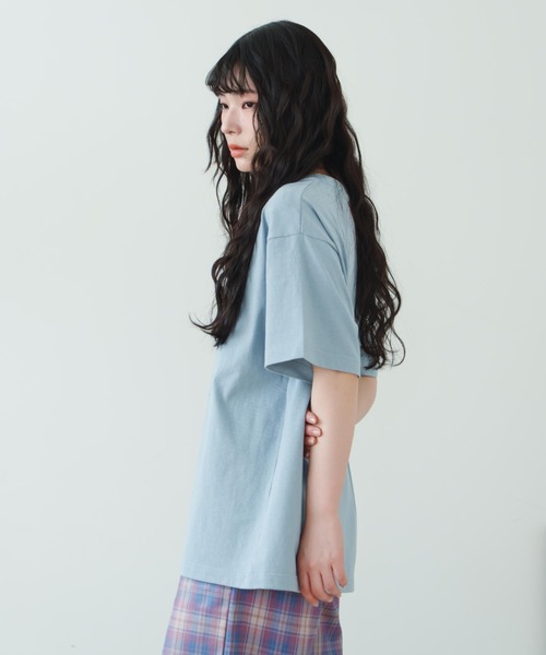 「eLur」 半袖Tシャツ FREE ライトブルー レディース_画像9