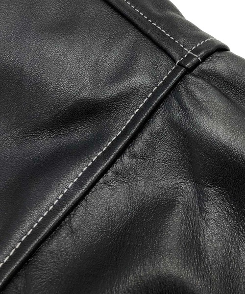「London Denim」 レザーブルゾン 46 ブラック メンズ_画像2
