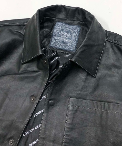 「London Denim」 レザーブルゾン 46 ブラック メンズ_画像6