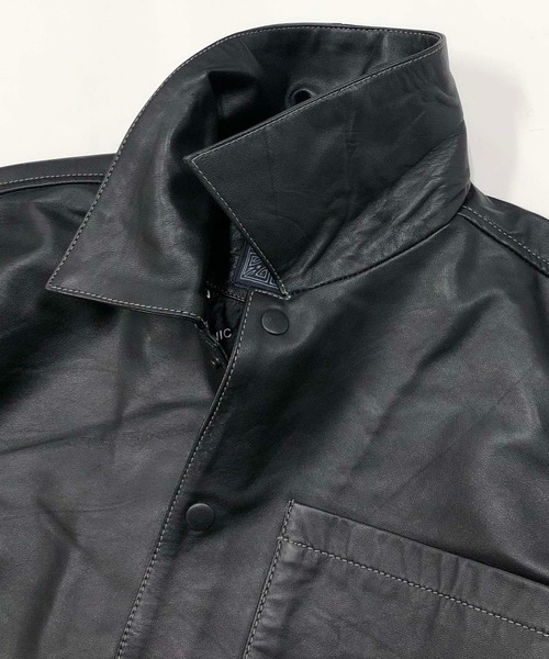 「London Denim」 レザーブルゾン 46 ブラック メンズ_画像7