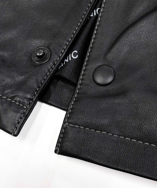 「London Denim」 レザーブルゾン 46 ブラック メンズ_画像8