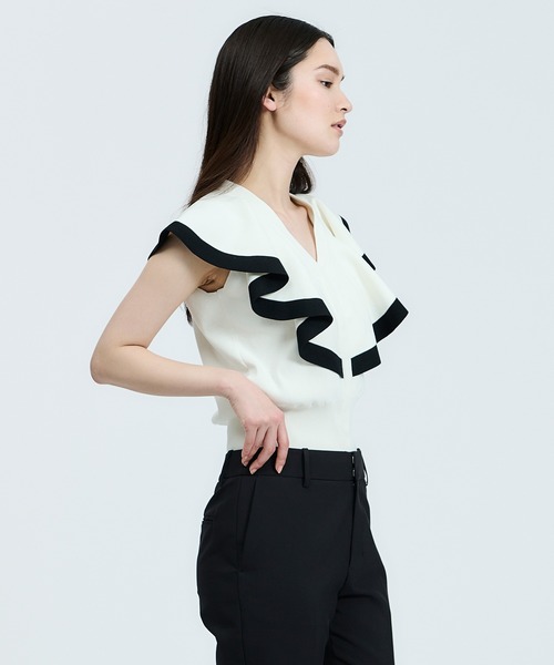 「ESTNATION」 ノースリーブニット FREE ネイビー レディース_画像3