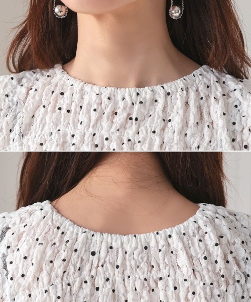 DONOBAN（ドノバン） tシャツ パフショルダーレースロングスリーブ