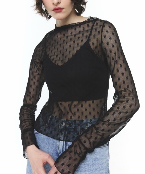 トップス ROSY LUCE PETIT BLOOM SHEER TOPS ROSY LUCE（ロージールーチェ） tシャツ PETIT BLOOM SHEER TOPS（プチ