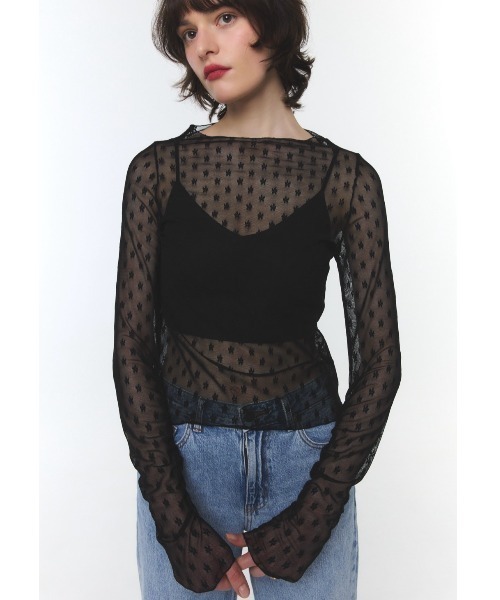 トップス ROSY LUCE PETIT BLOOM SHEER TOPS ROSY LUCE（ロージールーチェ） tシャツ PETIT BLOOM SHEER TOPS（プチ