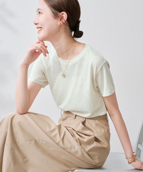 tシャツ 「追加」スラブ天竺5分袖TEE レディースの画像
