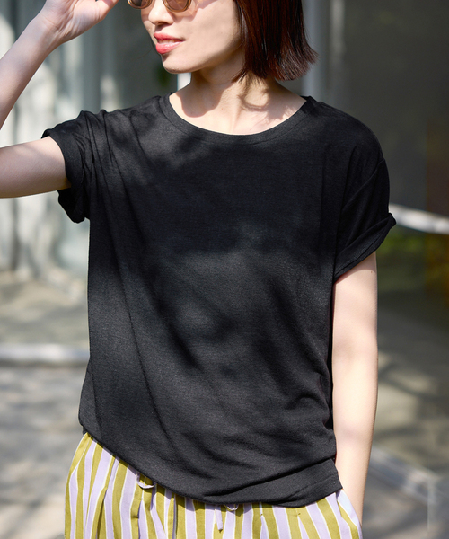 tシャツ 「追加」スラブ天竺5分袖TEE レディースの画像