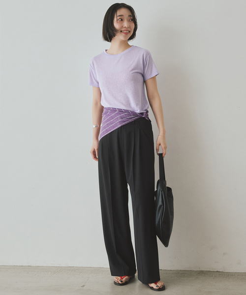 tシャツ 「追加」スラブ天竺5分袖TEE レディースの画像