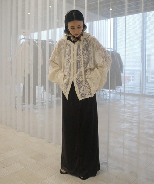 Ameri（アメリ） ブラウス シャツ 夏 2WAY MESH DAMASK EMBROIDERY