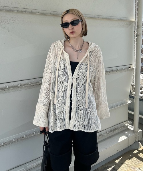 AMERI★アメリヴィンテージ2way フラワーブラウス　シースルー 美品☆AMERI☆アメリヴィンテージ☆2way フラワーブラウス シースルー