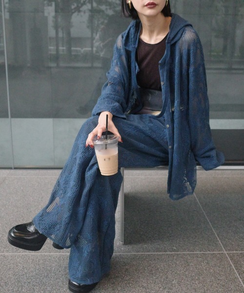 Ameri（アメリ） ブラウス シャツ 夏 2WAY MESH DAMASK EMBROIDERY