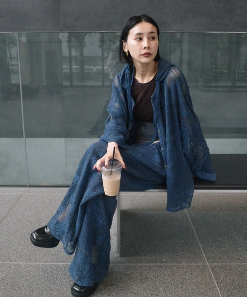 Ameri（アメリ） ブラウス シャツ 夏 2WAY MESH DAMASK EMBROIDERY