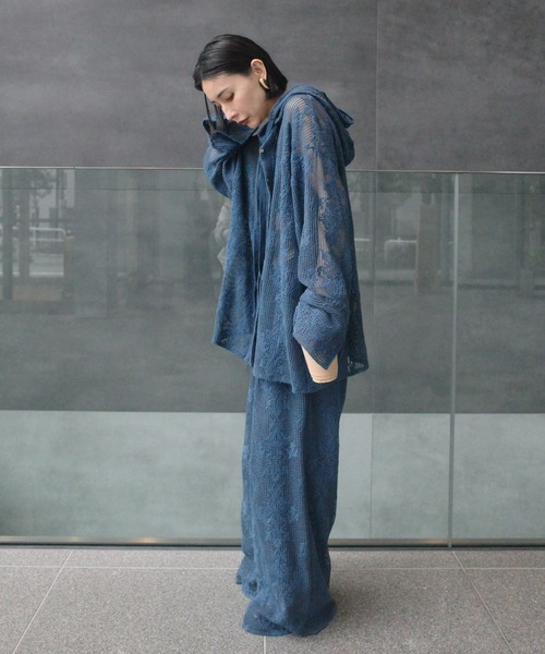 Ameri（アメリ） ブラウス シャツ 夏 2WAY MESH DAMASK EMBROIDERY