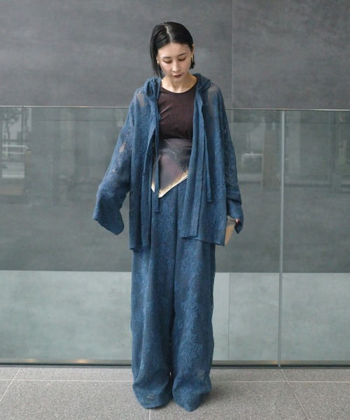 Ameri（アメリ） ブラウス シャツ 2WAY MESH DAMASK EMBROIDERY HOOD 