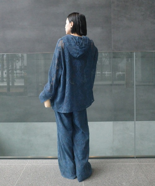 Ameri（アメリ） ブラウス シャツ 夏 2WAY MESH DAMASK EMBROIDERY