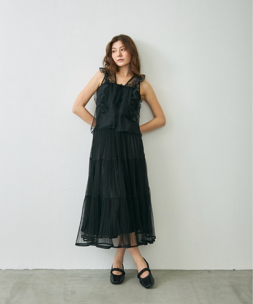 Lunea ベスト ジレ 夏 フリルチュールベスト レディース : ZOZOTOWN