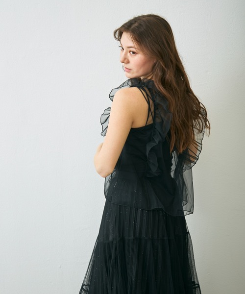 Lunea ベスト ジレ 夏 フリルチュールベスト レディース : ZOZOTOWN