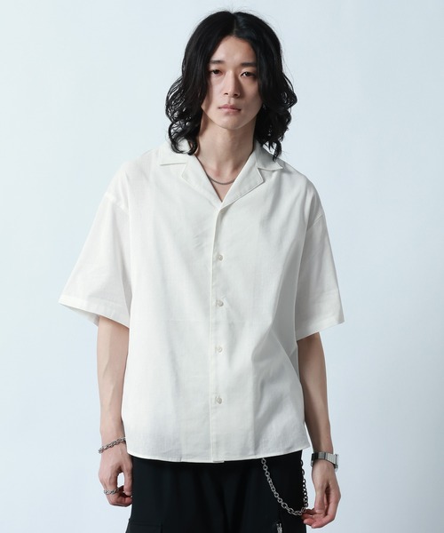 RAGEBLUE（レイジブルー） シャツ Linen Open Collar Shirt/リネン