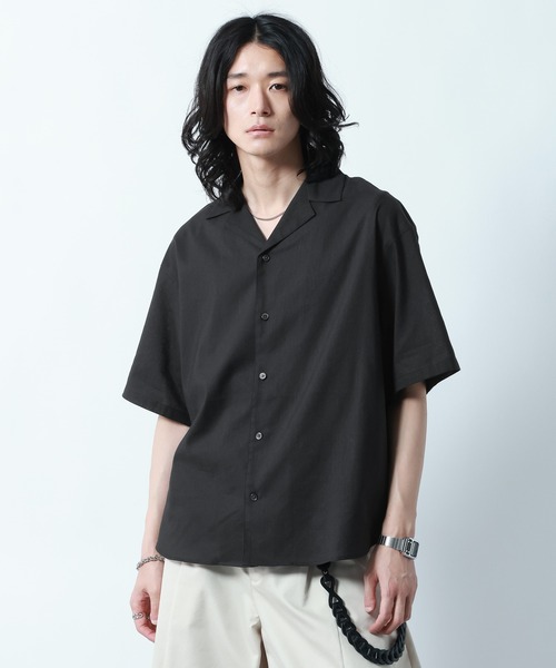 【WIND AND SEA】新品未使用 リネンオープンカラーシャツ ブラック L RAGEBLUE（レイジブルー） シャツ Linen Open Collar Shirt/リネン