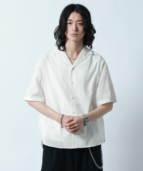 RAGEBLUE（レイジブルー） シャツ Linen Open Collar Shirt/リネン
