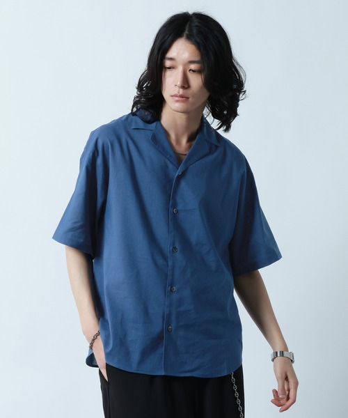 RAGEBLUE（レイジブルー） シャツ 半袖 Linen Open Collar Shirt